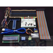 OkaeYa 40-Pin T-Cobbler GPIO Extension Board with LCD 1602 and Micro Servo Motor Starter Kit for Raspberry Pi 3 Model B 1GB & B+